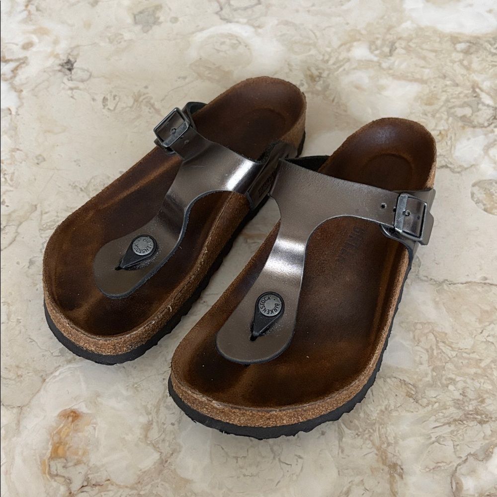 Birkenstock Gizeh Birko-Flor Sandals Dark Metallic Grey